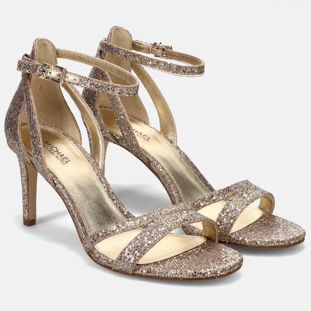 MK Michael Kors Kimberly Glitter Mesh Sandal Heels US Women's Size 8.5M - Picture 2 of 7